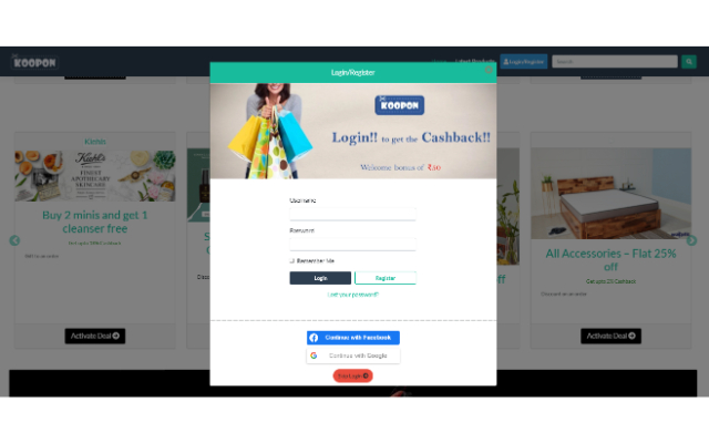 Koopon  from Chrome web store to be run with OffiDocs Chromium online