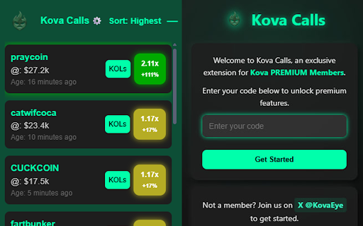 Kova Calls  from Chrome web store to be run with OffiDocs Chromium online