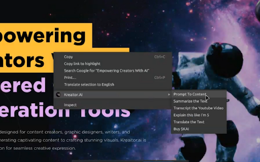 Kreaitor.AI  from Chrome web store to be run with OffiDocs Chromium online