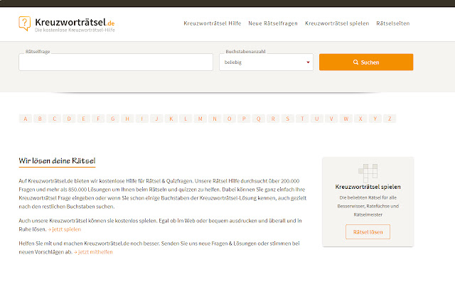 Kreuzwortraetsel.de  from Chrome web store to be run with OffiDocs Chromium online