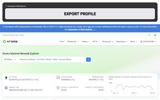 Kromascan Profile Exporter  from Chrome web store to be run with OffiDocs Chromium online