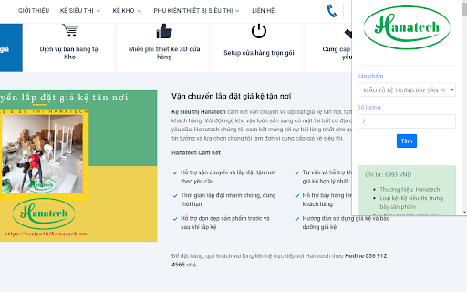 Kệ siêu thị Hanatech  from Chrome web store to be run with OffiDocs Chromium online