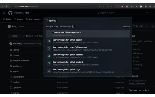 KTab Manage Tabs, History, and Bookmarks  from Chrome web store to be run with OffiDocs Chromium online
