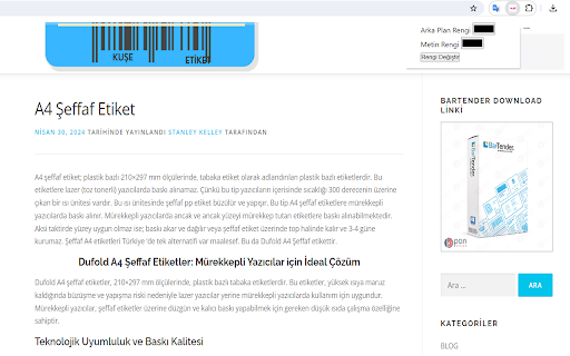 Kuşe Etiket App  from Chrome web store to be run with OffiDocs Chromium online