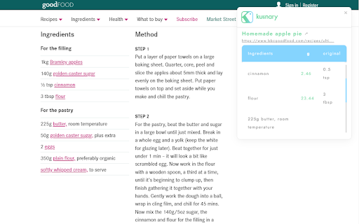 Kulinary  from Chrome web store to be run with OffiDocs Chromium online
