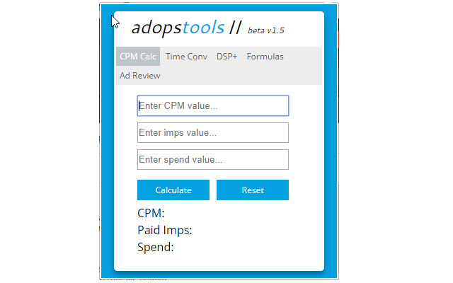 Kunals Ad Ops Tools  from Chrome web store to be run with OffiDocs Chromium online