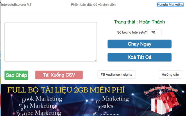 KUNGFU ADS Interest Extract Tools  from Chrome web store to be run with OffiDocs Chromium online