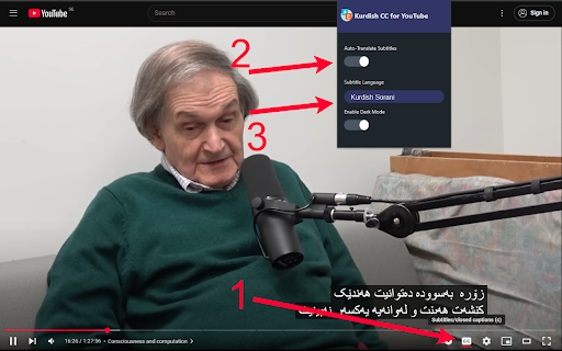 Kurdish CC for Youtube  from Chrome web store to be run with OffiDocs Chromium online