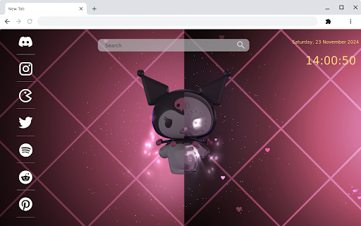 Kuromi Skeleton  Flying Hearts A Dark Yet Cute Adventure!  from Chrome web store to be run with OffiDocs Chromium online