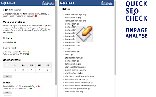 k.u.r.s. Quick SEO Check  from Chrome web store to be run with OffiDocs Chromium online