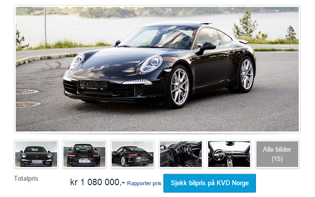 KVD bilpriser på Finn og AutoDB  from Chrome web store to be run with OffiDocs Chromium online