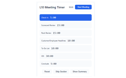 L10 Meeting Timer  from Chrome web store to be run with OffiDocs Chromium online