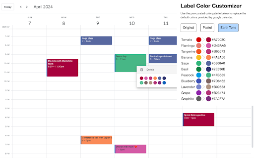 LabelColorCustomizer for Google Calendar  from Chrome web store to be run with OffiDocs Chromium online