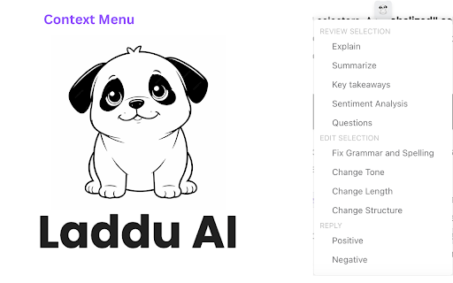 Laddu AI Privacy Focussed AI  from Chrome web store to be run with OffiDocs Chromium online