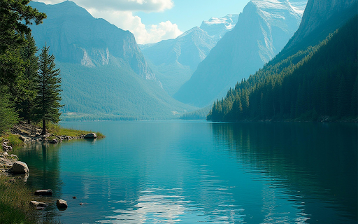 Lake and green mountains  from Chrome web store to be run with OffiDocs Chromium online