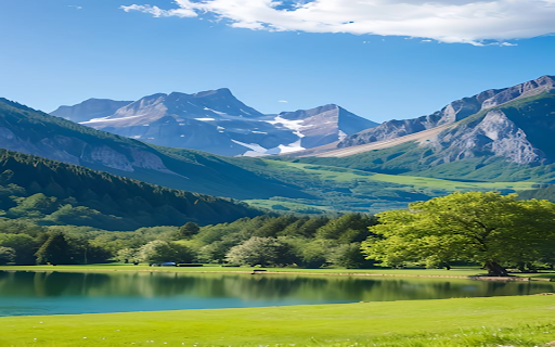 Lake at the foot of the mountain wallpaper  from Chrome web store to be run with OffiDocs Chromium online