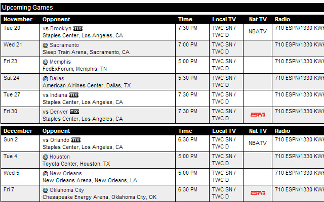 Lakers Schedule 2012 2013  from Chrome web store to be run with OffiDocs Chromium online