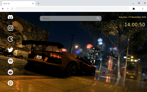 Lamborghini Aventador on Rainy Street at Night Live Wallpaper  from Chrome web store to be run with OffiDocs Chromium online