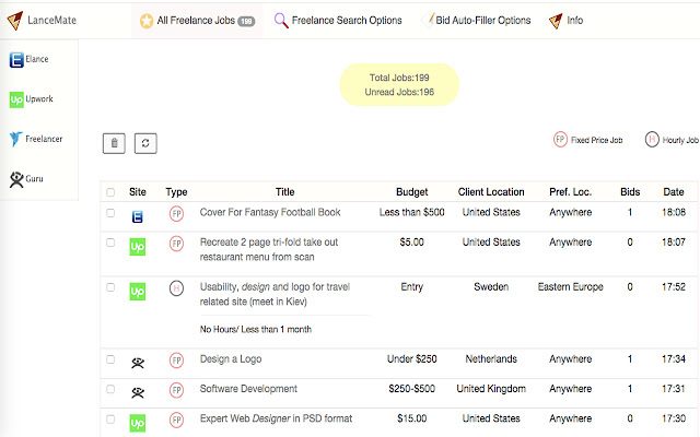 LanceMate:Find Jobs FAST from Freelance sites  from Chrome web store to be run with OffiDocs Chromium online