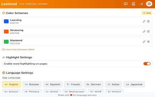 LangLearn  from Chrome web store to be run with OffiDocs Chromium online