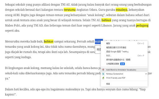 Language Annotator  from Chrome web store to be run with OffiDocs Chromium online