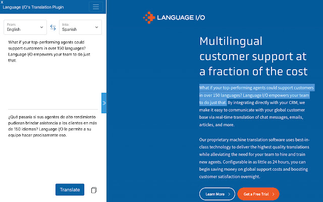 Language I/O Translate  from Chrome web store to be run with OffiDocs Chromium online