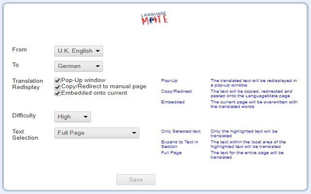 Language Mate  from Chrome web store to be run with OffiDocs Chromium online