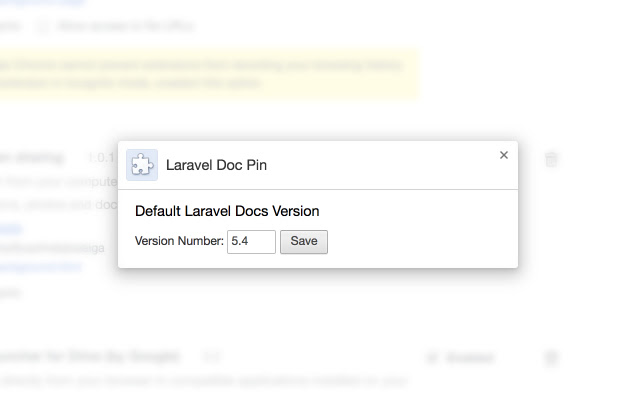 Laravel Doc Pin  from Chrome web store to be run with OffiDocs Chromium online