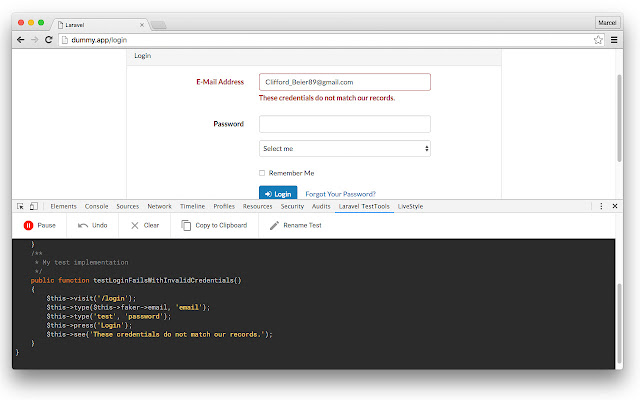 Laravel TestTools  from Chrome web store to be run with OffiDocs Chromium online