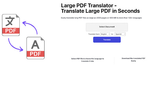Large PDF Translator  from Chrome web store to be run with OffiDocs Chromium online