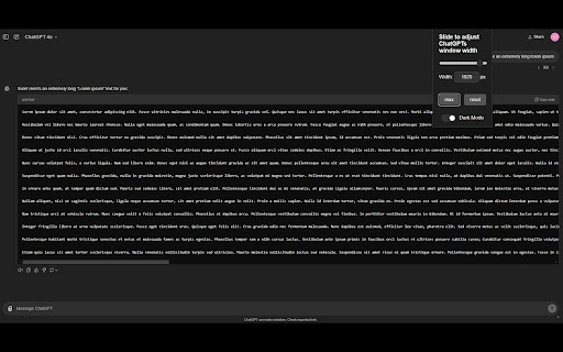 Larger ChatGPT Interactive Window  from Chrome web store to be run with OffiDocs Chromium online