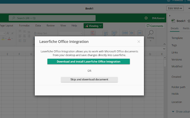 Laserfiche Web Access Extension  from Chrome web store to be run with OffiDocs Chromium online