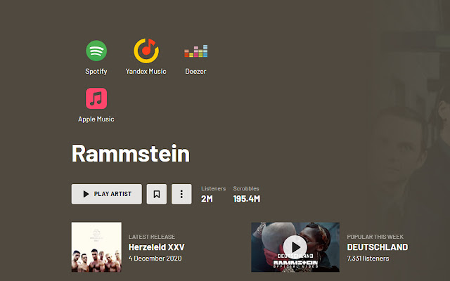 LastFm toArtist  from Chrome web store to be run with OffiDocs Chromium online