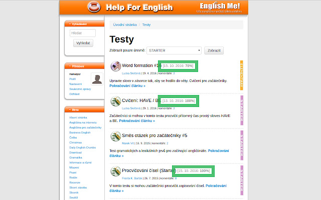 LastScore for Helpforenglish.cz  from Chrome web store to be run with OffiDocs Chromium online