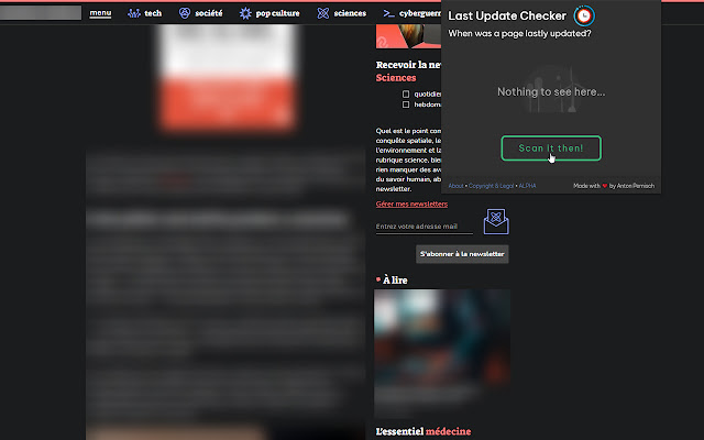Last Update Checker  from Chrome web store to be run with OffiDocs Chromium online