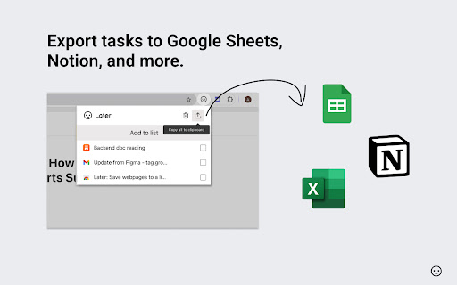 Later: Save webpages to a list  from Chrome web store to be run with OffiDocs Chromium online