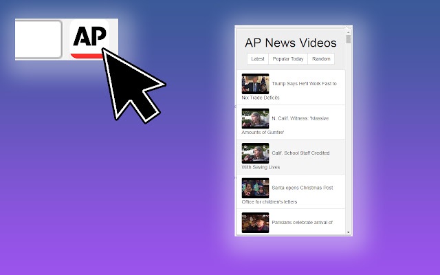 Latest AP News Videos  from Chrome web store to be run with OffiDocs Chromium online