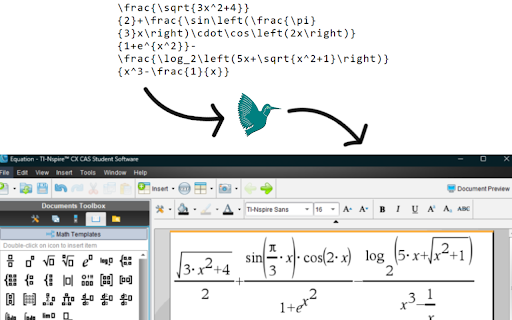 LatexToCalc  from Chrome web store to be run with OffiDocs Chromium online