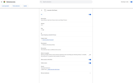 Launcher Tab Closer  from Chrome web store to be run with OffiDocs Chromium online
