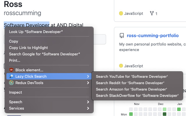 Lazy Click Search  from Chrome web store to be run with OffiDocs Chromium online
