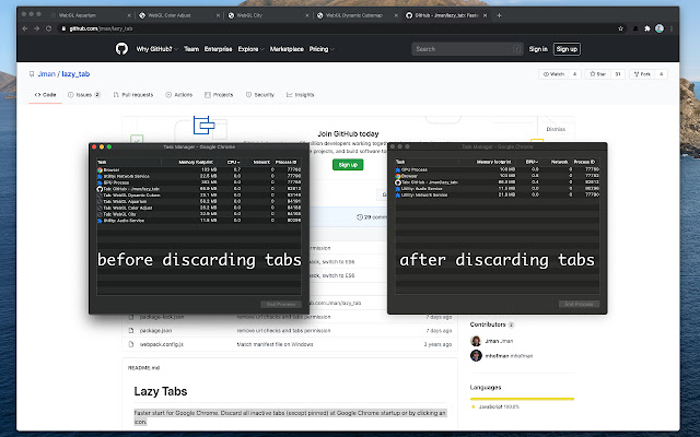Lazy Tabs  from Chrome web store to be run with OffiDocs Chromium online