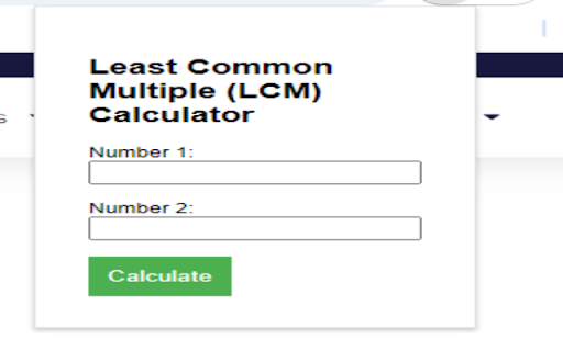 LCM Calculator  from Chrome web store to be run with OffiDocs Chromium online
