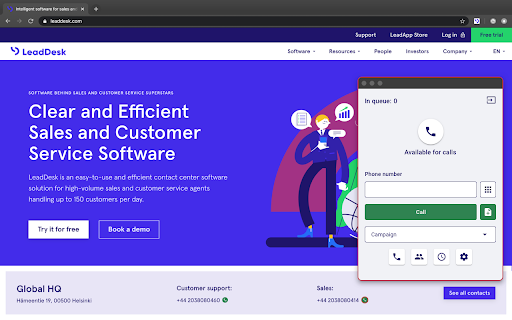 LeadDesk Click to Call  from Chrome web store to be run with OffiDocs Chromium online