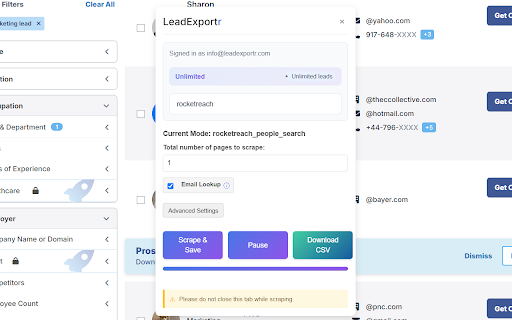 LeadExportr v2  from Chrome web store to be run with OffiDocs Chromium online