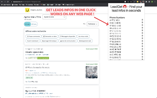 Leadget  from Chrome web store to be run with OffiDocs Chromium online