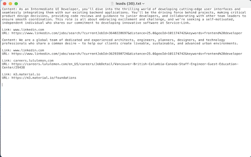 Leads Snap  from Chrome web store to be run with OffiDocs Chromium online