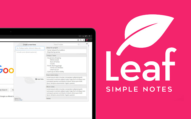 Leaf: Simple Notes  from Chrome web store to be run with OffiDocs Chromium online