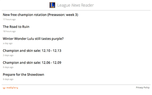 League of Legends News  from Chrome web store to be run with OffiDocs Chromium online