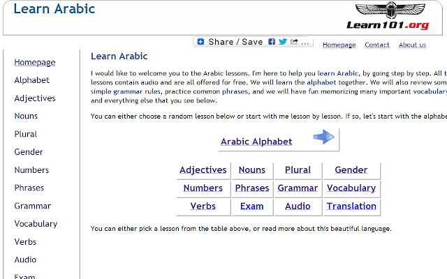 Learn Arabic  from Chrome web store to be run with OffiDocs Chromium online