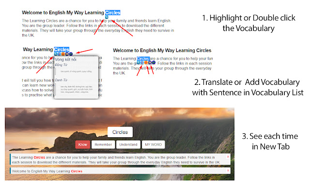 Learning Languages with Texts in your Content  from Chrome web store to be run with OffiDocs Chromium online